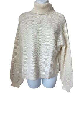 Love Ellie Womens Cream Chevron Knit Turtleneck Sweater XL